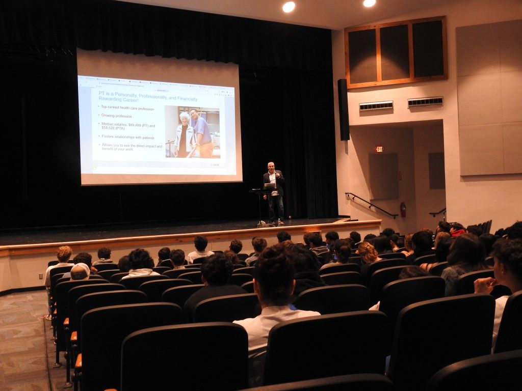 Paradigm CEO Donald Sanchez at Los Lunas High School 1 Paradigm CEO Donald Sanchez presenting The Business of Physical Therapy to HOSA and DECA students at Los Lunas High School